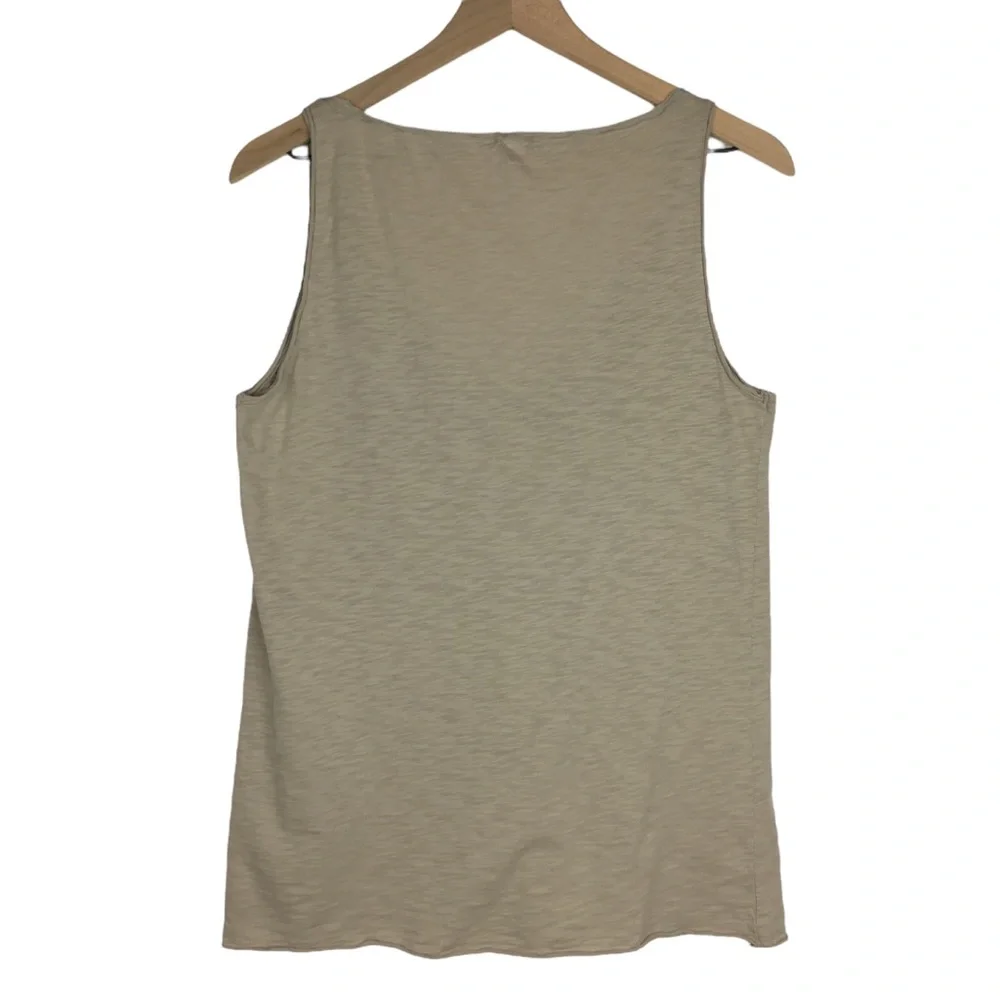 J CREW Tank Top Silk Fringe V Neck Cotton Sleeveless Neutral Classic Size Medium
